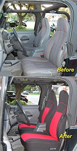 GEARFLAG Custom-Fit Neoprene Seat Covers for Wrangler TJ 1997-2002 - Full Set (Front and Rear) - Red/Black - Image 5