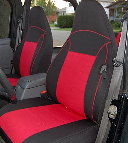 GEARFLAG Custom-Fit Neoprene Seat Covers for Wrangler TJ 1997-2002 - Full Set (Front and Rear) - Red/Black - Image 3
