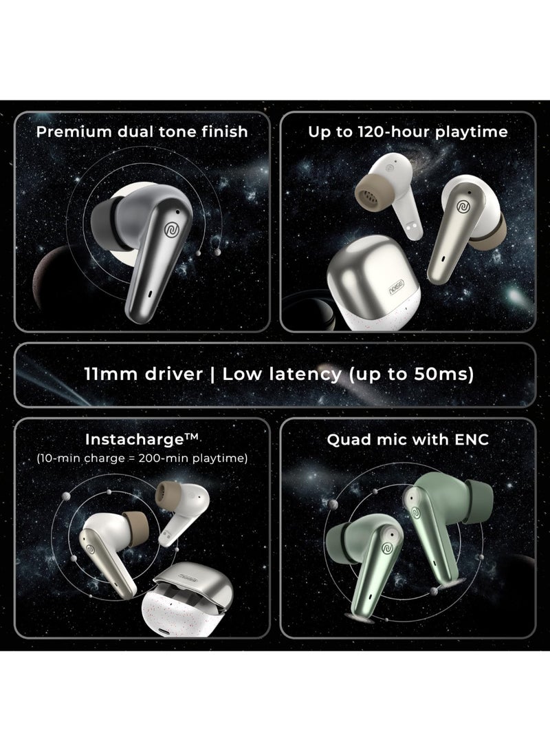 Noise Buds X Prime | TWS Earbuds with 120H Playtime | Quad Mic ENC | Instacharge | 11mm Driver | Dual Tone Finish | BT v5.3 - Silver Grey - Image 2