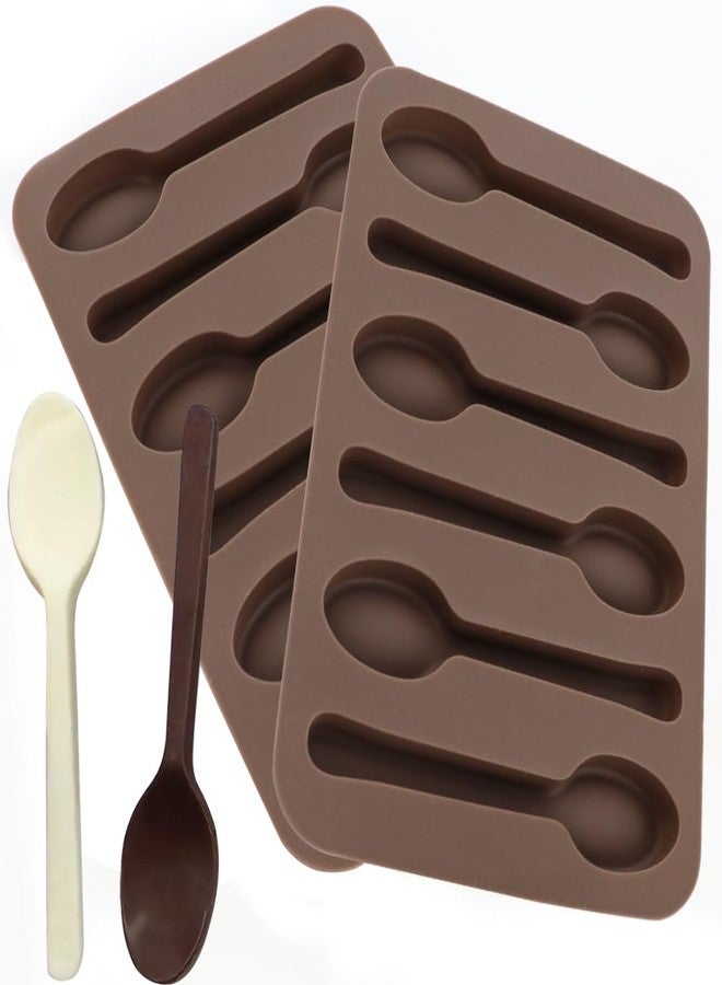JOGILBOY 2 Pack Spoon Shaped Chocolate Molds 6 Cavities Silicone Mold Candy Making DIY Specialty Bakeware Cane Spoons Handmade Stirring - Image 1