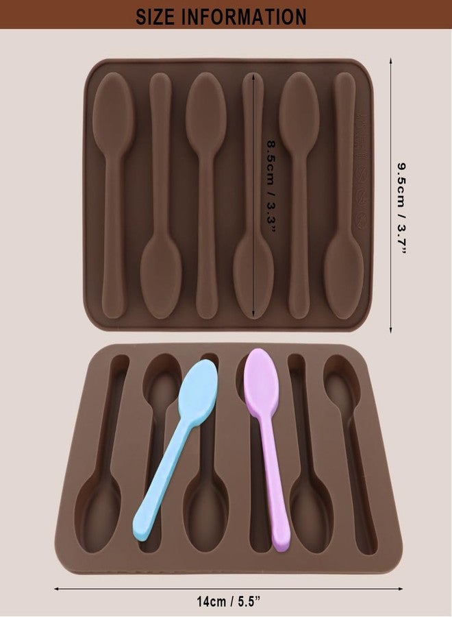 JOGILBOY 2 Pack Spoon Shaped Chocolate Molds 6 Cavities Silicone Mold Candy Making DIY Specialty Bakeware Cane Spoons Handmade Stirring - Image 3