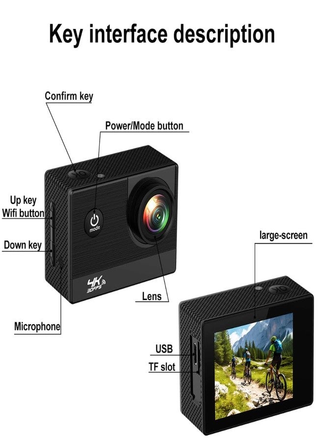 Drumstone (𝐃𝐨𝐧'𝐭 𝐌𝐢𝐬𝐬 𝐎𝐟𝐟𝐞𝐫 𝟏𝟓 𝐘𝐞𝐚𝐫𝐬 𝐖𝐚𝐫𝐫𝐚𝐧𝐭𝐲) 4K 30FPS Action Camera with Stabilization, 4X Zoom, Waterproof up to 98ft, WiFi Sports Camera for Outdoor Sports - Image 2