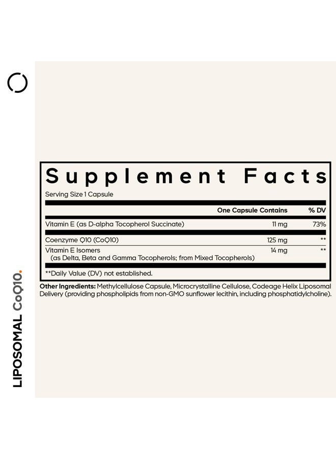 Codeage Coq10 Liposomal Supplement: 125 Mg Coenzyme Q10 With Vitamin E Isomers and Tocopherols. 2 Month Supply. 1 Capsule Per Serving. Liposomal Supply. Vegan, Non-GMO & Gluten Free - Image 2