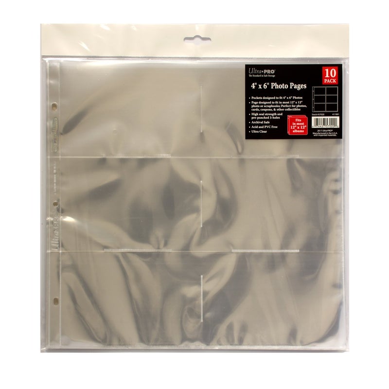 Ultra Pro 12 x 12 Size 3Hole Photo for 4 x 6 Inch Prints 10Pack