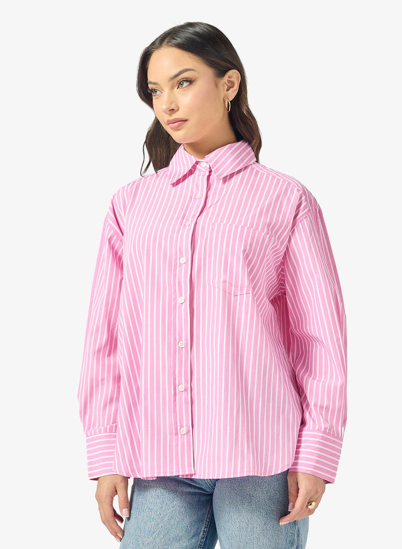 جينجر قميص مخطط فضفاض - Image 1