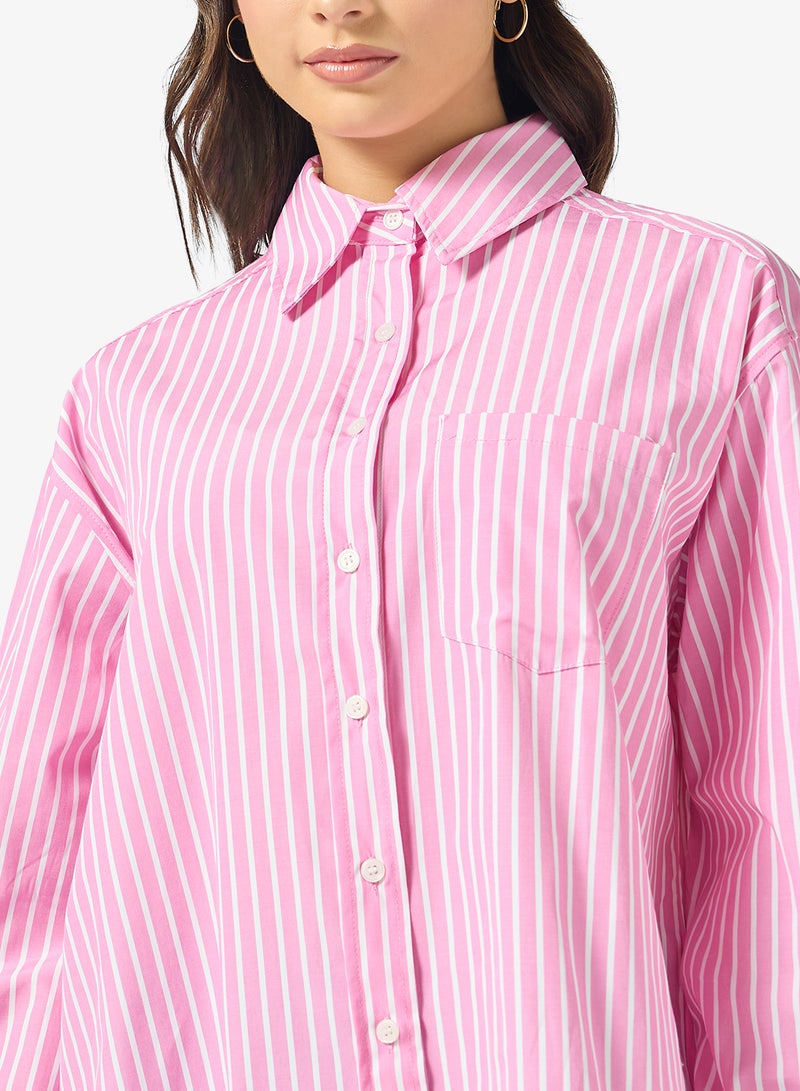 جينجر قميص مخطط فضفاض - Image 3