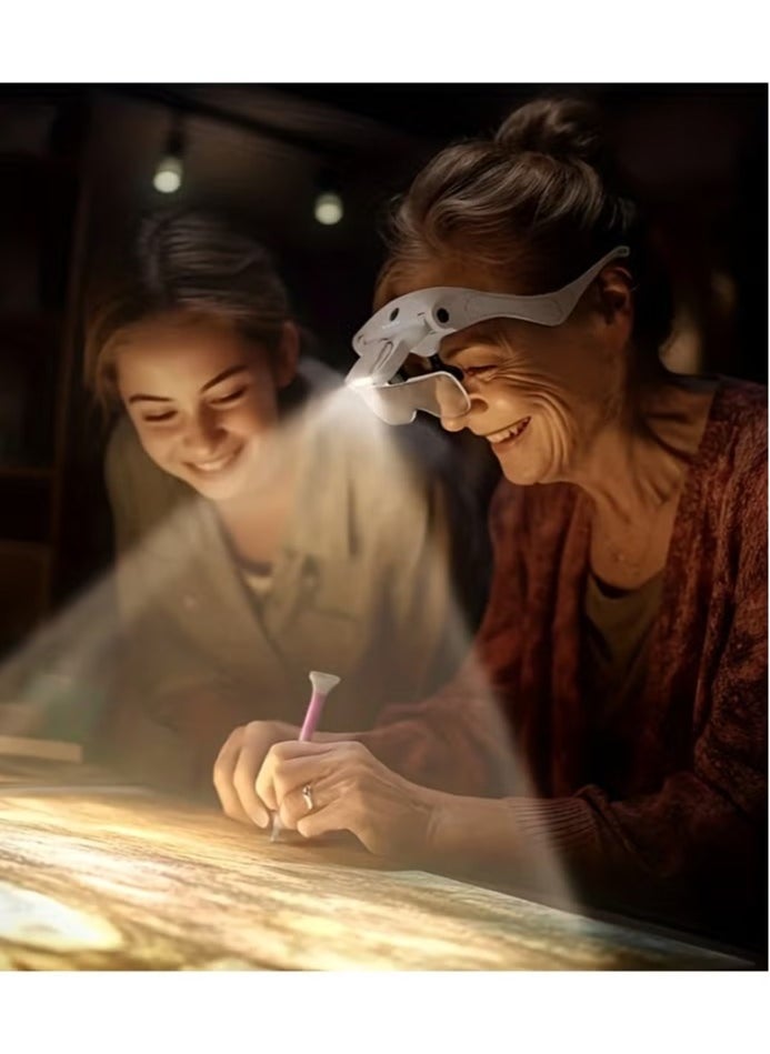 XiuWoo Head‑mounted Magnifier Rechargeable Headband Magnifying Glass Adjustable 5 Lens Loupe LED Light Headband Magnifier Glass with Lamp for Diamond Painting Embroidery Repair Clock jewelry  - Image 3