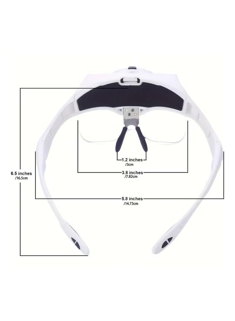 XiuWoo Head‑mounted Magnifier Rechargeable Headband Magnifying Glass Adjustable 5 Lens Loupe LED Light Headband Magnifier Glass with Lamp for Diamond Painting Embroidery Repair Clock jewelry  - Image 4