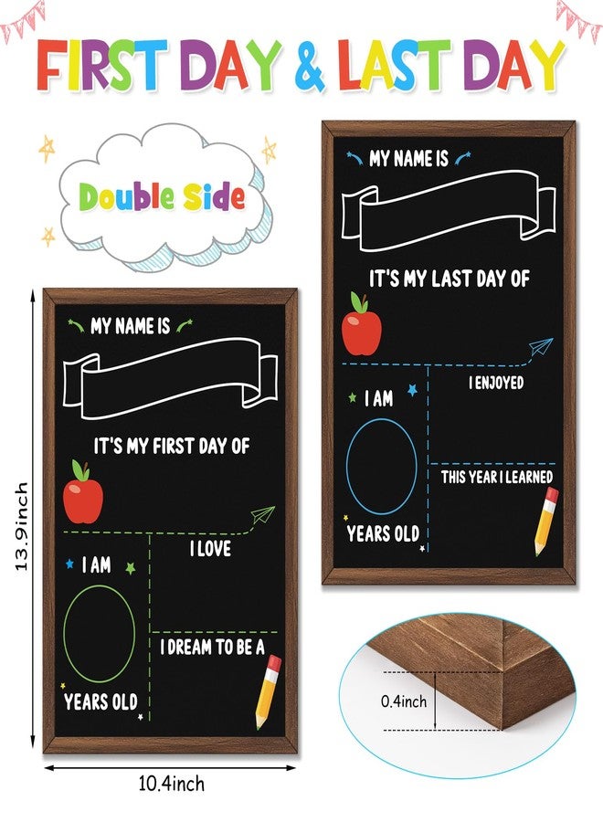 IJIGU First & Last Day of School Board, 14 x 10.5 Inch Double Sided Back to School Chalkboard with Frame, Reusable Wooden 1st Day of Preschool/Kindergarten Sign for Kids/Girls/Boys - Image 2