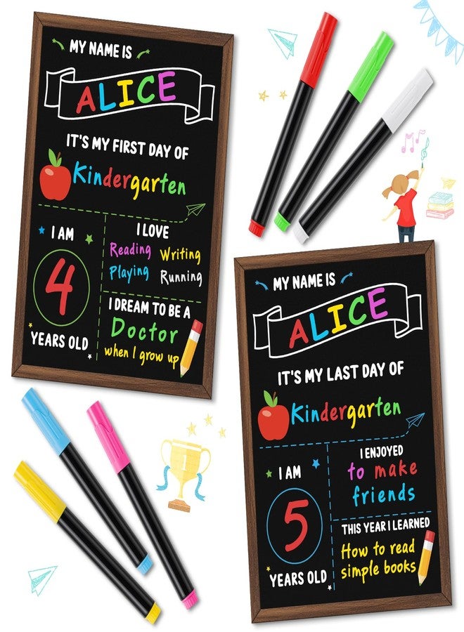 IJIGU First & Last Day of School Board, 14 x 10.5 Inch Double Sided Back to School Chalkboard with Frame, Reusable Wooden 1st Day of Preschool/Kindergarten Sign for Kids/Girls/Boys - Image 5