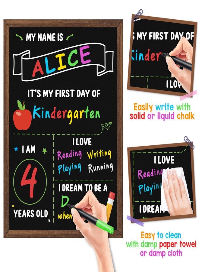 IJIGU First & Last Day of School Board, 14 x 10.5 Inch Double Sided Back to School Chalkboard with Frame, Reusable Wooden 1st Day of Preschool/Kindergarten Sign for Kids/Girls/Boys - Image 4