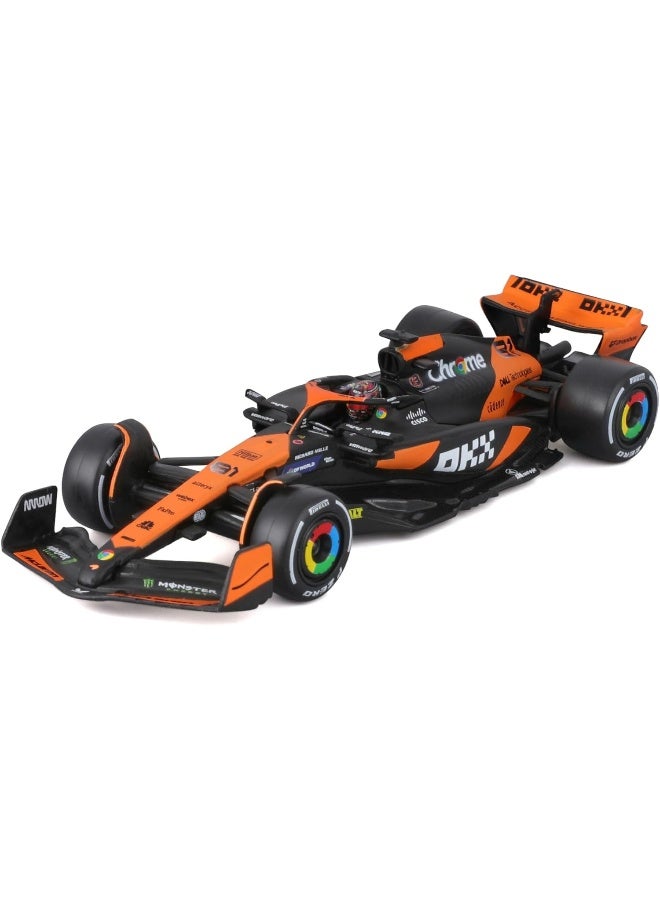 Bburago 1:43 Formula (with helmet & plastic stand) - McLaren Team MCL38 (Miami GP) (2024) – Remote Control Toy for Kids Ages 6+ - Image 1