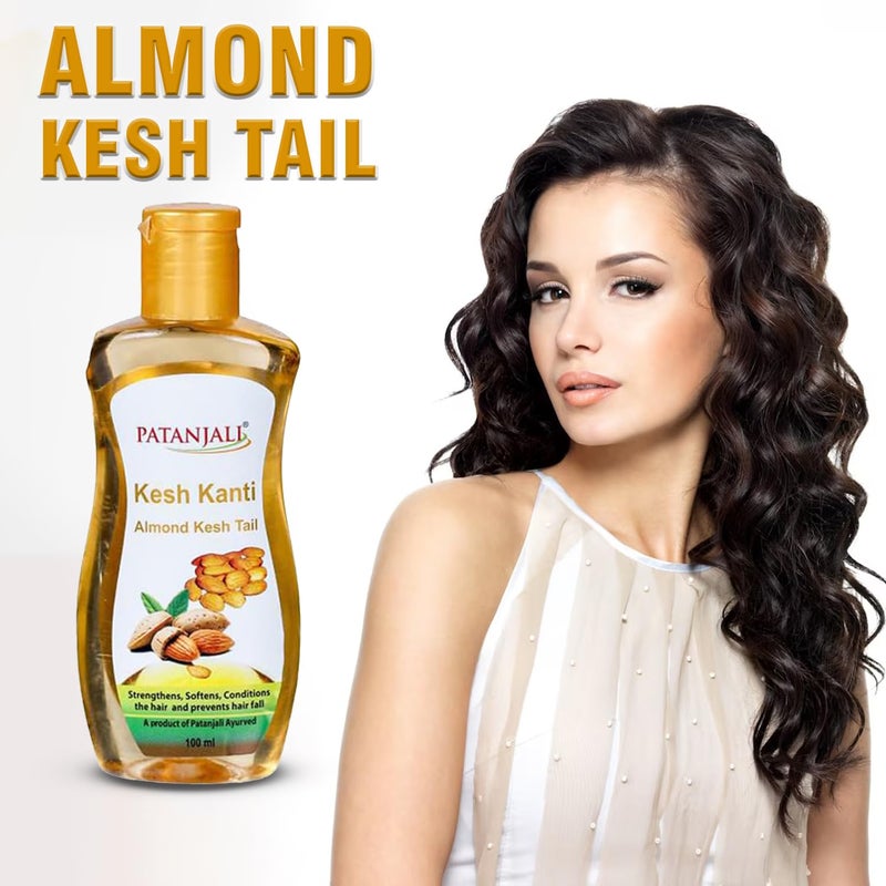 patanjali Kesh Kanti Almond Hair Oil - 100ml / 3.38 fl oz - Image 3