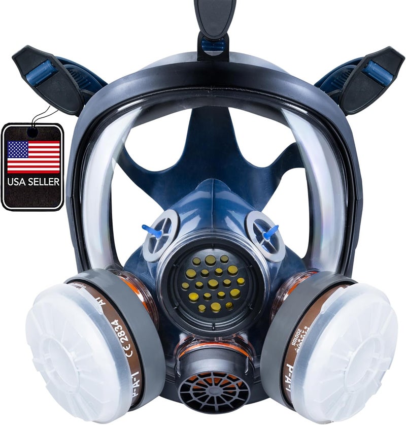 Parcil Distribution Store Full Face Respirator Mask with Filters – Durable Full Face Respirator Gas Mask, Bayonet Filter Compatible - Image 1