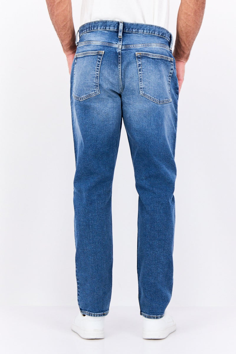 GAP Men Straight  Fit Washed Stretchable Denim Jeans, Blue - Image 3