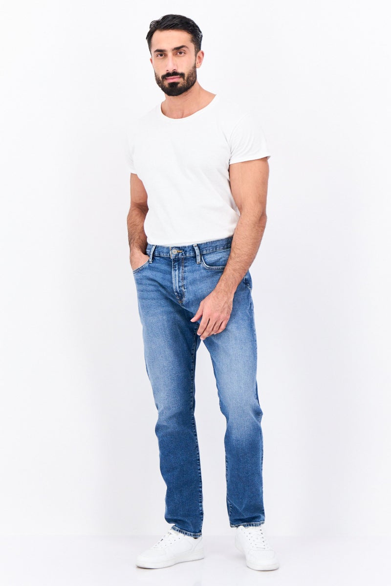 GAP Men Straight  Fit Washed Stretchable Denim Jeans, Blue - Image 4