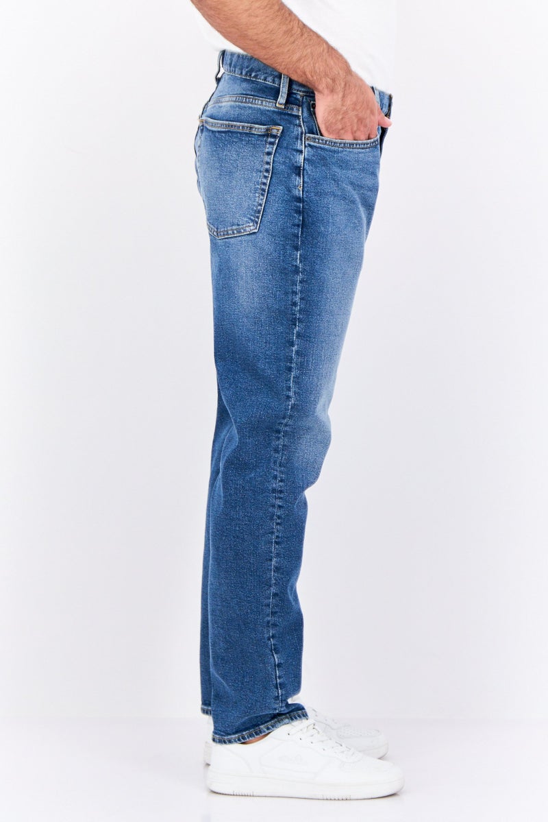 GAP Men Straight  Fit Washed Stretchable Denim Jeans, Blue - Image 2
