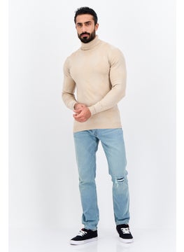Sorbino Men Turtle Neck Argyle Pattern Long Sleeves Sweater, Tan  - Image 4