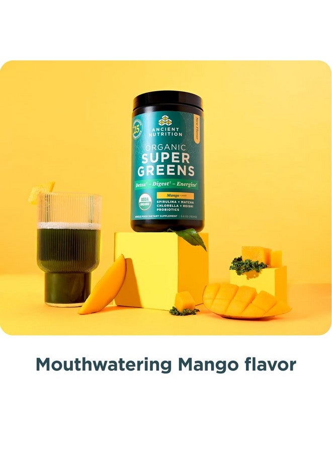 آينشنت نيوترشن مسحوق سوبر جرينز من Ancient Nutrition مع البروبيوتيك، خضراوات عضوية بنكهة المانجو، مصنوعة من فواكه وخضراوات وأعشاب حقيقية، تدعم الهضم والطاقة، 25 حصة، 6.8 أونصة - Image 4