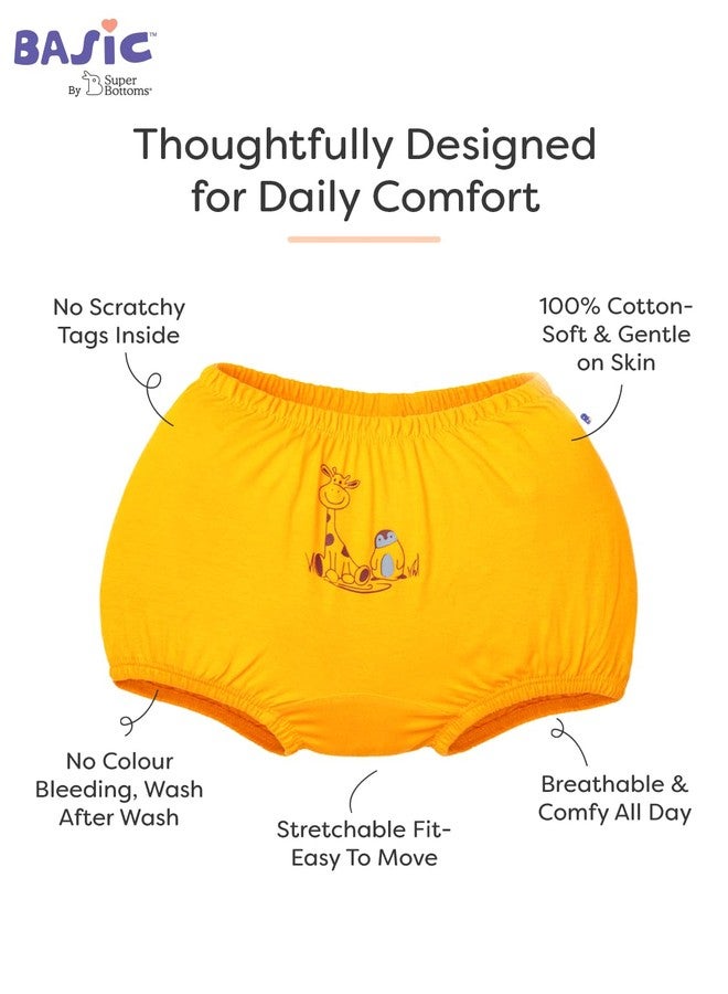 superbottoms Basic™ Bloomer| Unisex, 100% Pure Cotton Innerwear | Breathable & Soft Underwear | Baby Bloomers for 2y - 3y | Wonder Wild I Pack of 5 - Image 2