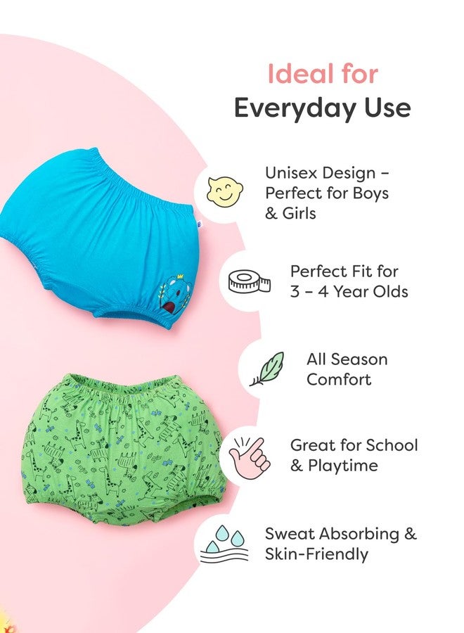 superbottoms Basic™ Bloomer| Unisex, 100% Pure Cotton Innerwear | Breathable & Soft Underwear | Baby Bloomers for 2y - 3y | Wonder Wild I Pack of 5 - Image 3