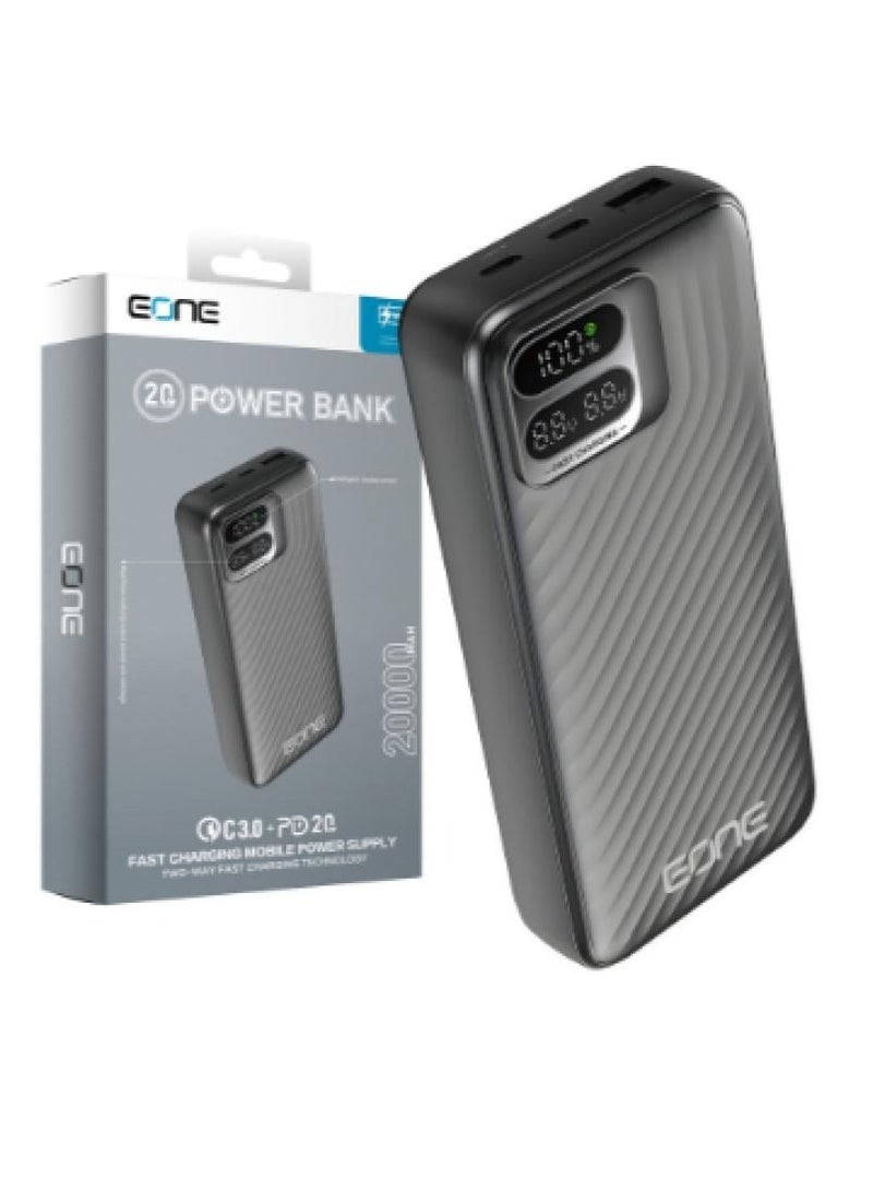 إيون شاحن محمول عالي السعة من EONE بسعة 20000 مللي أمبير في الساعة مع دعم QC 3.0 + PD 2.0 المتقدم، وشاشة LED ذكية، وشحن سريع ثنائي الاتجاه لإدارة طاقة الجهاز بسلاسة - Image 2
