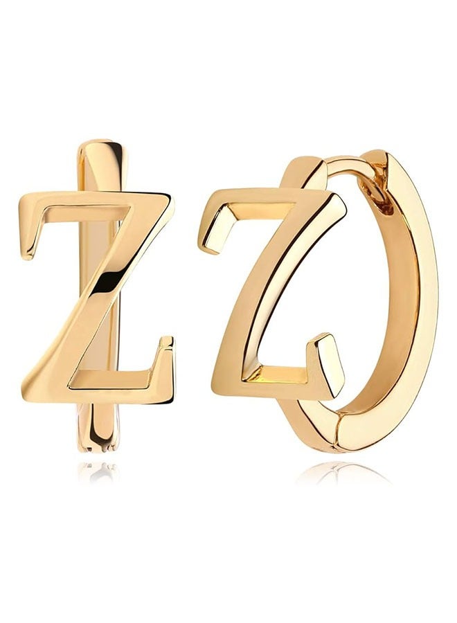 Mevecco Women Huggie Hoop Earrings Gold Initial Sleeper 14K Gold Filled Small Simple Delicate Handmade Hypoallergenic Personalized Jewelry Gift - 26 Letters - Image 1