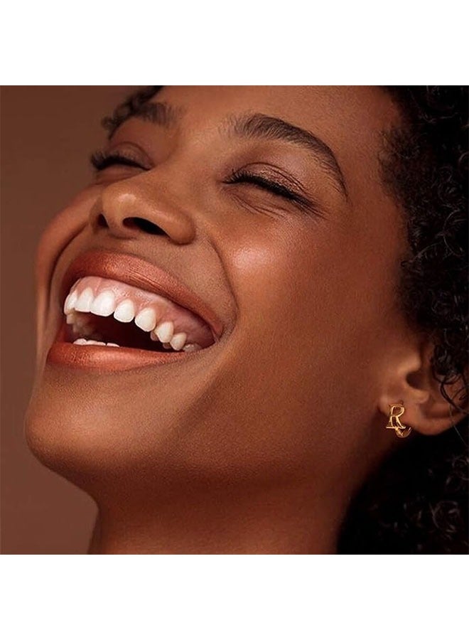 Mevecco Women Huggie Hoop Earrings Gold Initial Sleeper 14K Gold Filled Small Simple Delicate Handmade Hypoallergenic Personalized Jewelry Gift - 26 Letters - Image 4