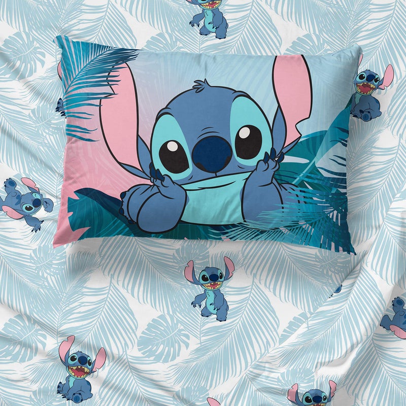 Jay Franco Kids Sheet Set with Fitted, Flat Sheets & Pillow Cover - Ultra-Soft Bedding with Pillowcase for Room Decor, Teal - Lilo & Stitch, 3 Piece Twin - Image 4