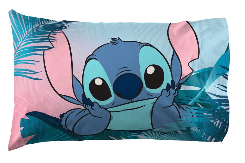 Jay Franco Kids Sheet Set with Fitted, Flat Sheets & Pillow Cover - Ultra-Soft Bedding with Pillowcase for Room Decor, Teal - Lilo & Stitch, 3 Piece Twin - Image 1