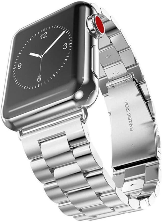 Izone - IZONE Luxury Classy Stainless Steel Strap Unisex Watch Compatible with Apple Series Ultra 9 8 7 6 5 4 3 2 1 (38mm/40mm/41mm, Silver) - Image 1