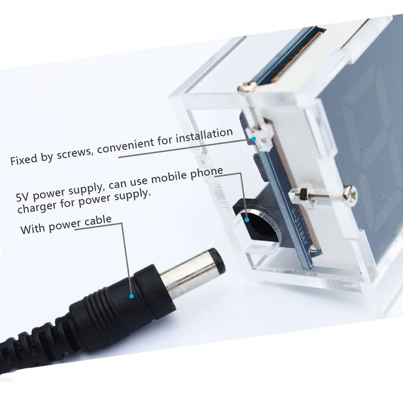 Compact 4-digit DIY Digital LED Clock Kit Light Control Temperature Date Time Display with Transparent Case - Image 4