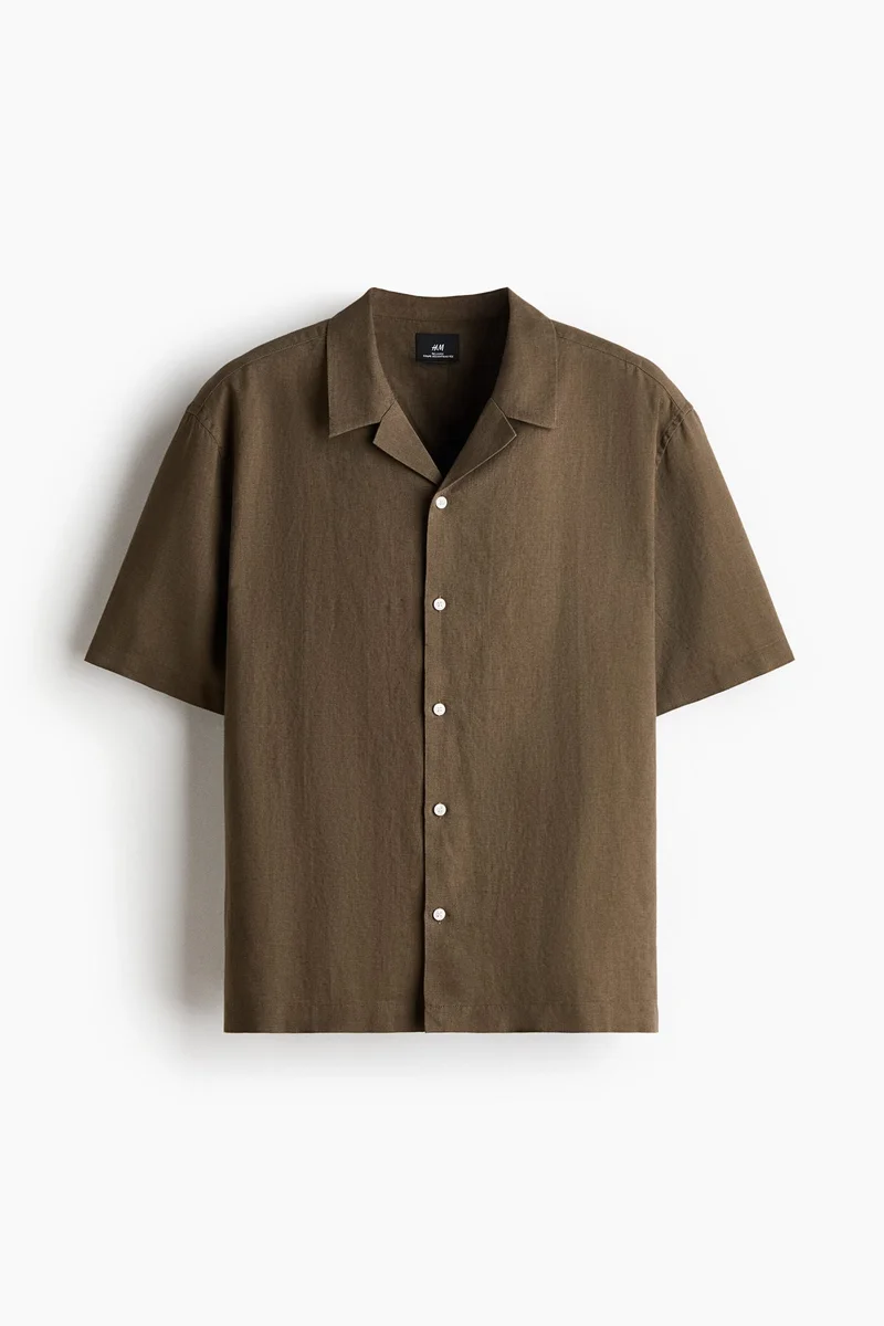H&M  Relaxed Fit Linen-blend resort shirt for Men | Best Price UAE