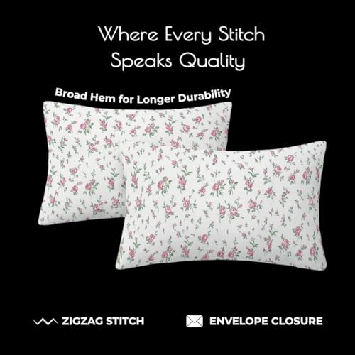 Plumora Double Bed Cotton Bedsheet Queen Size 90x100, 100% Pure Cotton Bed Sheet with 2 Pillow Covers, 240 TC Soft Breathable Floral Design – (Pink Floral, Double) - Image 4
