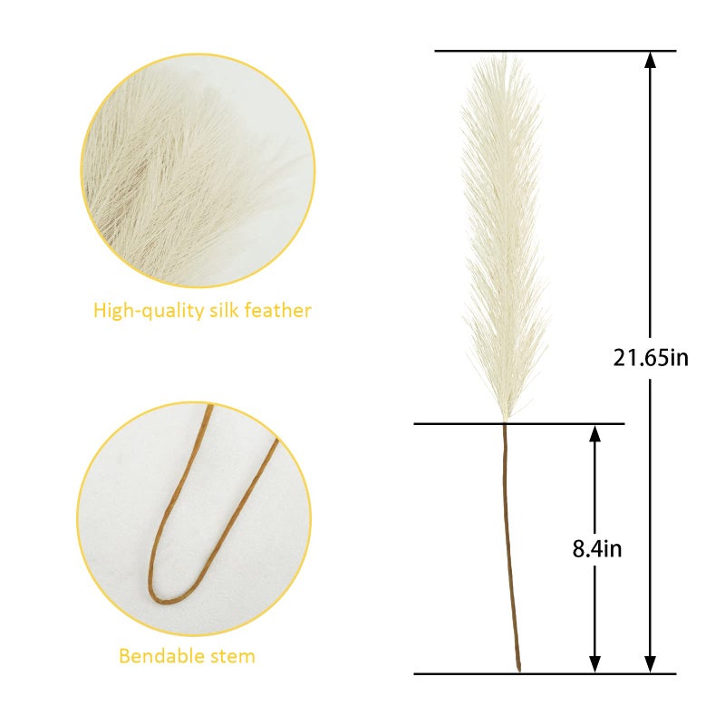 obbsie 50PCS Faux Pampas Grass, 21.6" Short Artificial Pompous Grass Floral Fake Pompas Grass Branches Vase Filler Flower Arrangement for Home Wedding Boho Decor, Beige - Image 4