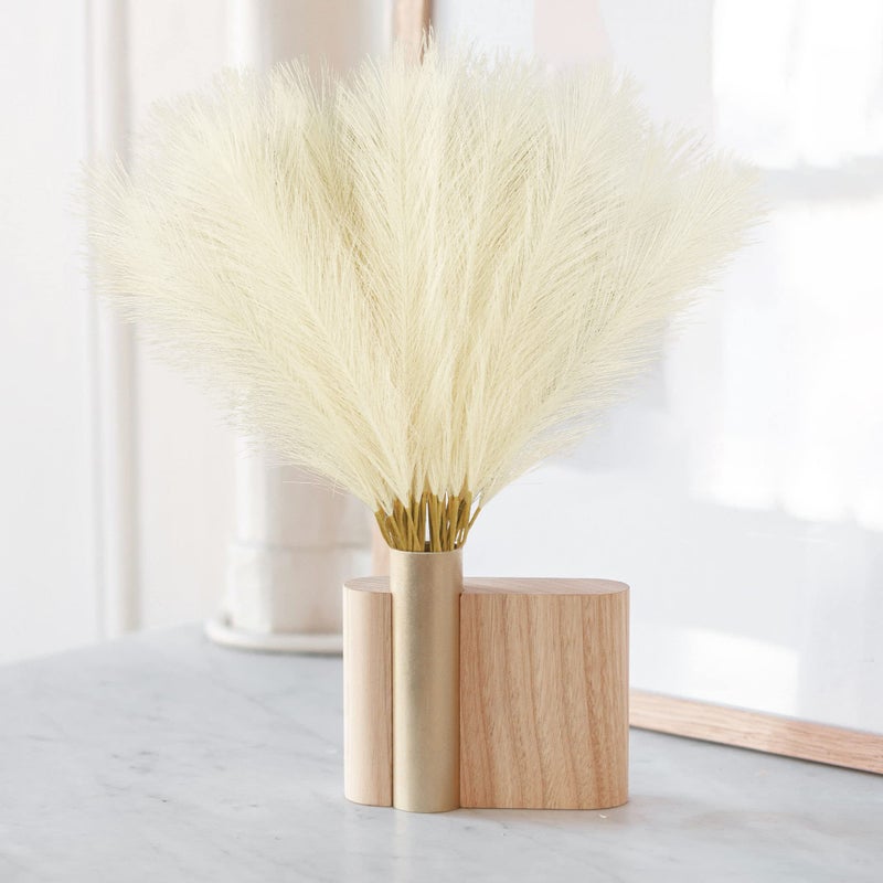obbsie 50PCS Faux Pampas Grass, 21.6" Short Artificial Pompous Grass Floral Fake Pompas Grass Branches Vase Filler Flower Arrangement for Home Wedding Boho Decor, Beige - Image 2