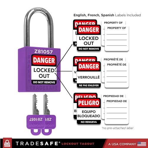 TRADESAFE Lockout Tagout Locks Set - 10 Purple Keyed Alike Padlocks, 2 Keys Per Lock, OSHA Compliant Loto Locks for Lock Out Tag Out Stations, Premium Grade - Image 3