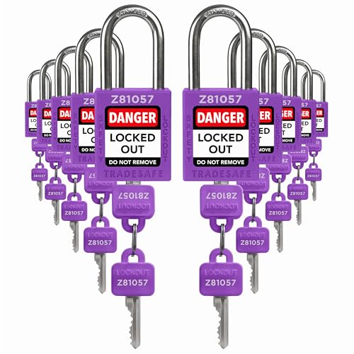 TRADESAFE Lockout Tagout Locks Set - 10 Purple Keyed Alike Padlocks, 2 Keys Per Lock, OSHA Compliant Loto Locks for Lock Out Tag Out Stations, Premium Grade - Image 1