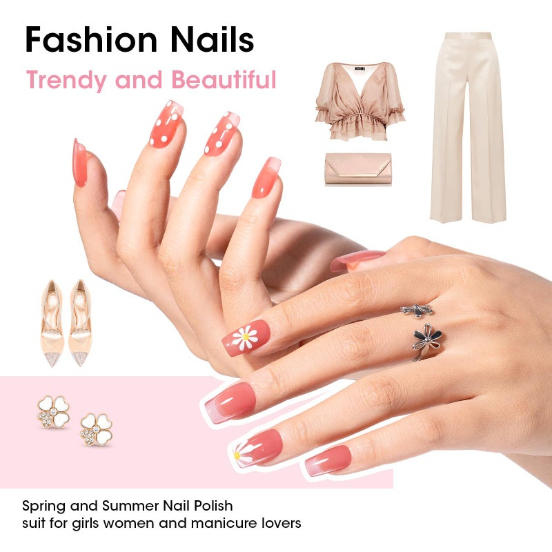 GELLEN Clear Pink Nail Polish, Sheer Pink Jelly Natural Regular Nail Polish Quick Dry Summer 6 Light Colors Set for Acrylic Natural Nails Home Salon, Chip Resistant, Non UV Gel, Hema Free, Non Toxic - Image 2