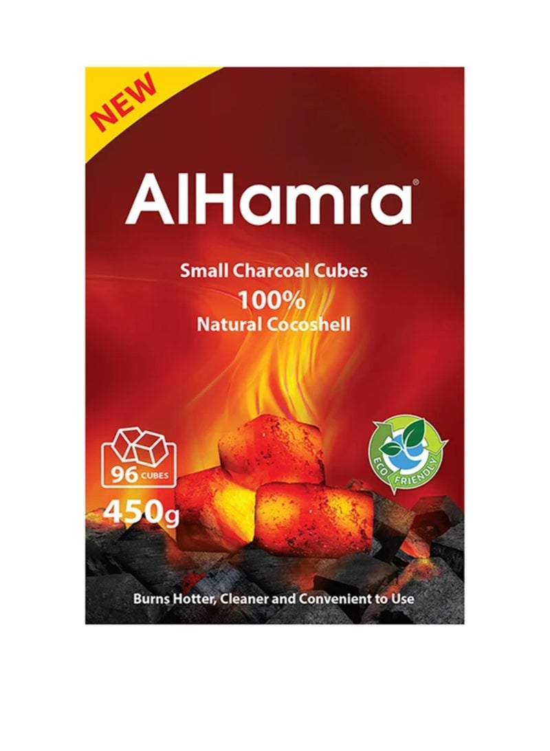 Al Hamra 2 cartons of red coconut shell charcoal cubes (each carton contains 96 cubes weighing 450 grams), 100% natural, environmentally friendly charcoal without chemicals or odor. - Image 1