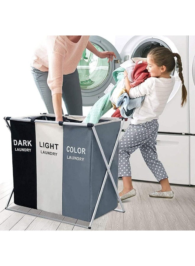 بلومنغ تايم سلة غسيل مع أكياس مقاومة للماء قابلة للإزالة، تصميم متين قابل للطي، قماش أكسفورد وإطار من الألومنيوم، سلة ملابس متسخة لغرفة الغسيل، غرفة النوم، الحمام، الخزانة، وتخزين السكن الجامعي - Image 4