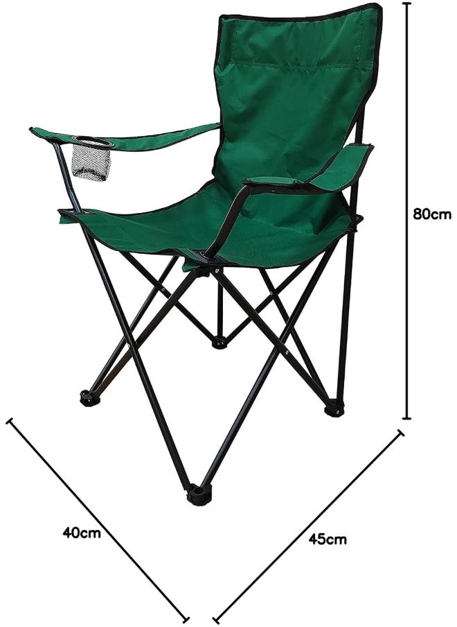 GO2CAMPS Alsaqer Foldable Camping Chair Heavy duty/Picnic chair/Out Door Hand Support with Cup Holder Carry Bag(Green)  - Image 2
