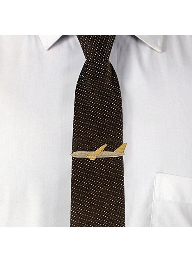 TRIPIN Silver Golden Classic Aeroplane Shape Tie Pin for Men - Image 3