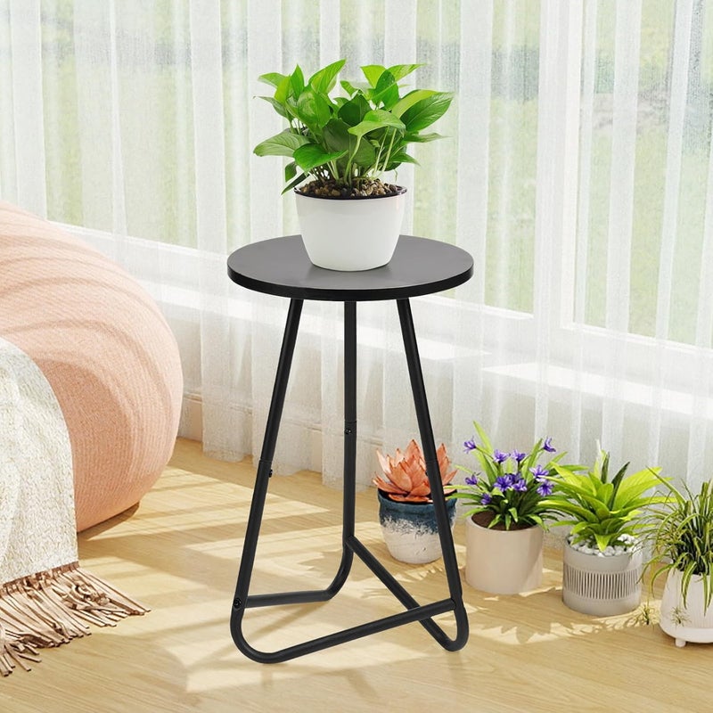 HDANI 50 cm Round Plant Stand, Flower Stand, Plant Shelf Made of Wood and Metal, Modern Shelf for Indoor Plants for Living Room, Balcony and Office, Black - Image 4