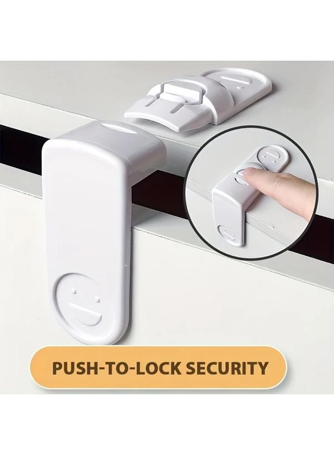 5Pcs Black No Drill Safety Locks Anti Pinch Cabinet Latches Easy Install Push To Lock - Image 2