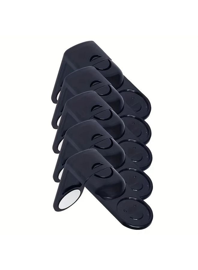 5Pcs Black No Drill Safety Locks Anti Pinch Cabinet Latches Easy Install Push To Lock - Image 1