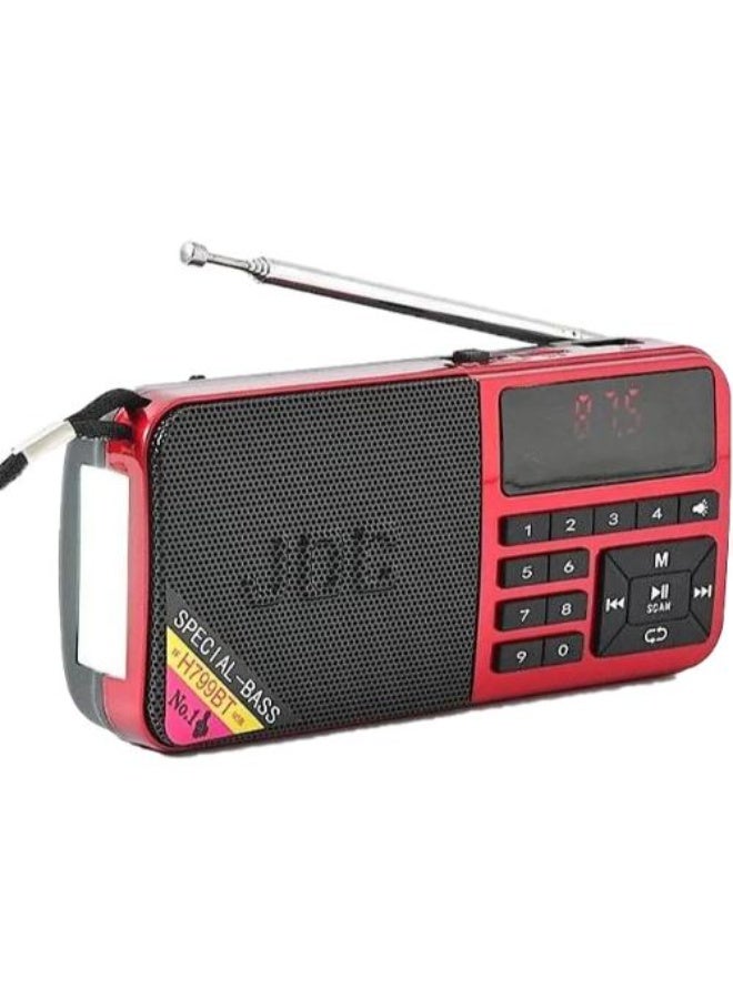 جوك راديو جوك إف إم محمول، متعدد الوظائف، شاشة LED، يدعم تقنية البلوتوث، شحن USB، إضاءة LED، متعدد الألوان، H799bt - Image 2