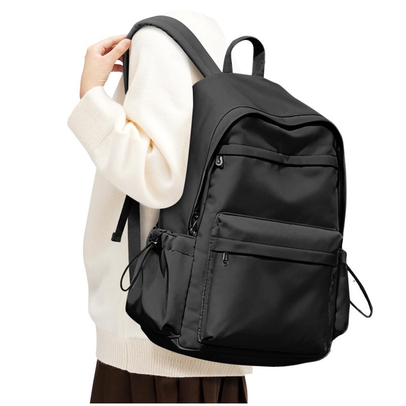BJLFS Black Backpack for School, High School Bookbag Back Pack for Teens Girls Boys, Lightweight College Backpack Book Bag for Women Men, Simple Casual Daypack Backpack Mochilas Escolares para Adolescentes - Image 1