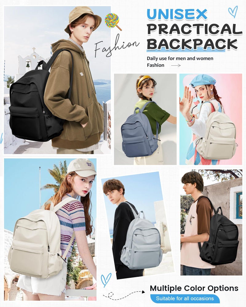 BJLFS Black Backpack for School, High School Bookbag Back Pack for Teens Girls Boys, Lightweight College Backpack Book Bag for Women Men, Simple Casual Daypack Backpack Mochilas Escolares para Adolescentes - Image 2