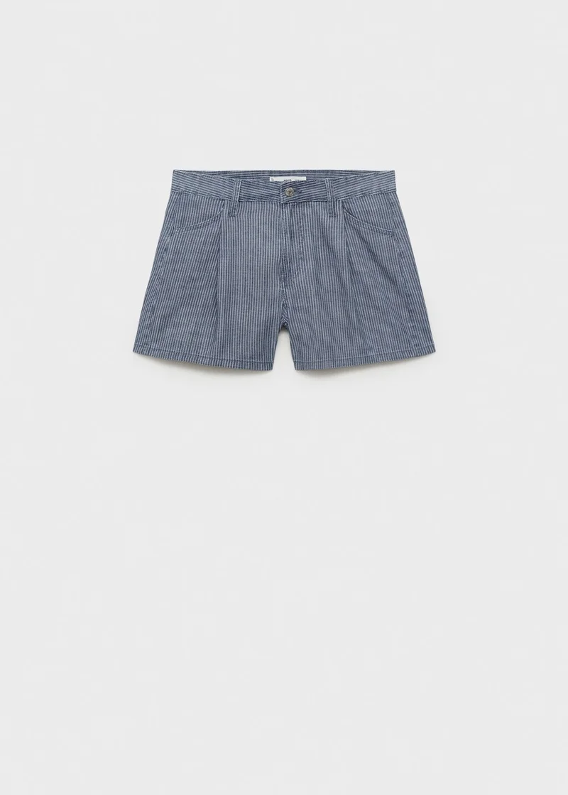 Mango  Striped denim shorts with pleats for Women | Best Price UAE
